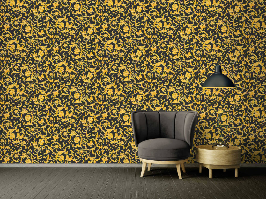 VERSACE HOME WALLPAPER «BLACK, GOLD, METALLIC, YELLOW» 343252