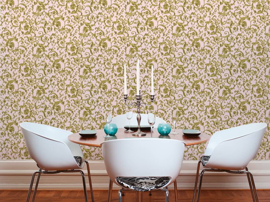 VERSACE HOME WALLPAPER «GOLD, GREEN, METALLIC, PINK» 343264