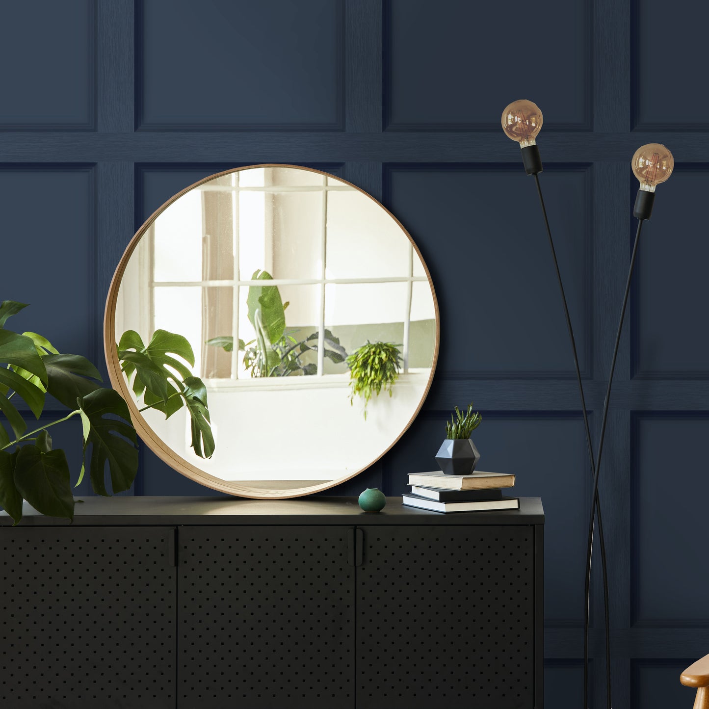 Modern Wood Panel Navy Blue