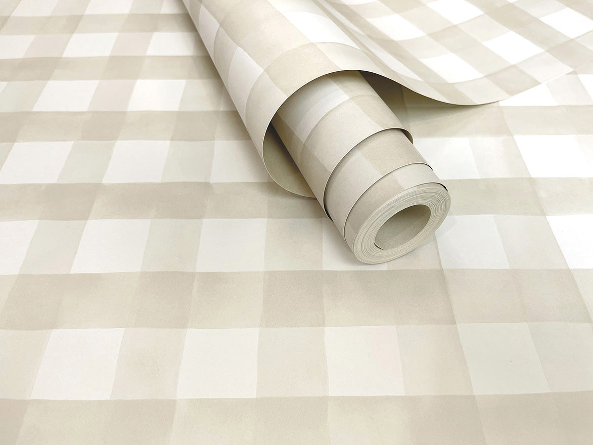 Watercolor Gingham Beige