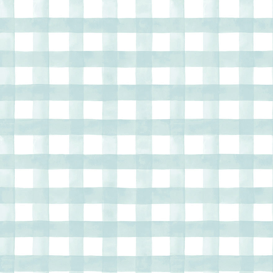 Watercolor Gingham Soft Teal