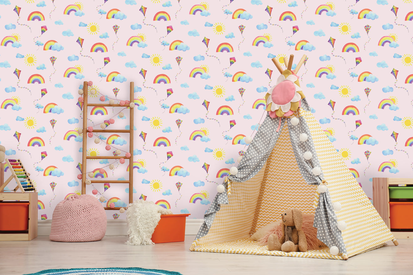 Rainbows and Flying Kites Pink