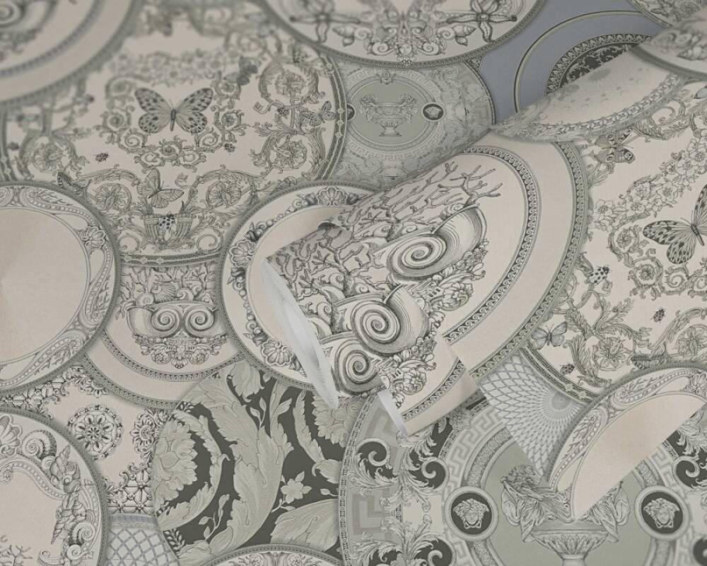 Versace Home Wallpaper «Grey, Metallic, Silver, White» 349013