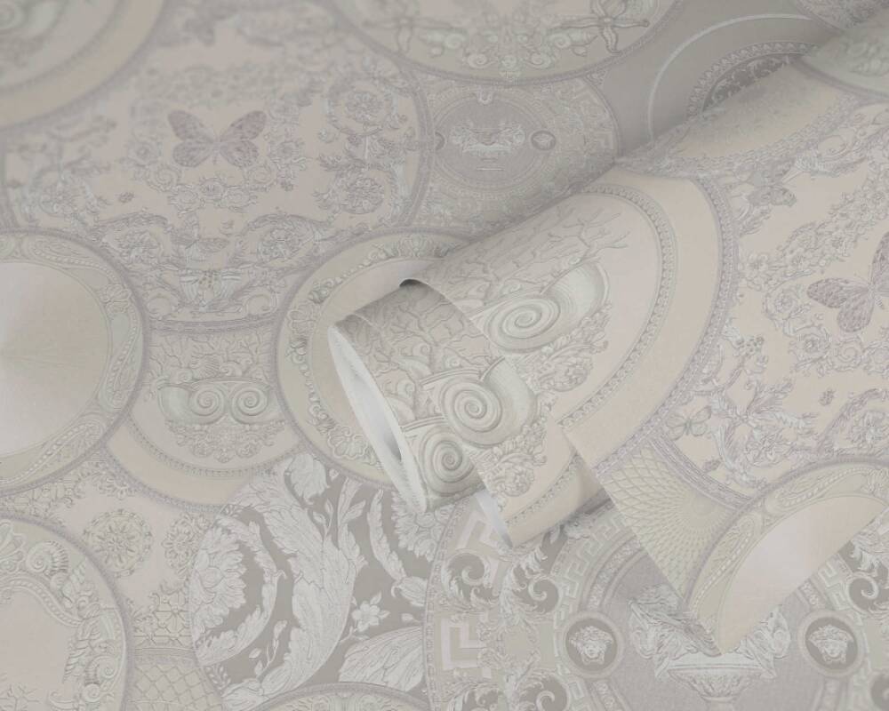 VERSACE HOME WALLPAPER «GREY, METALLIC, SILVER, WHITE» 349014