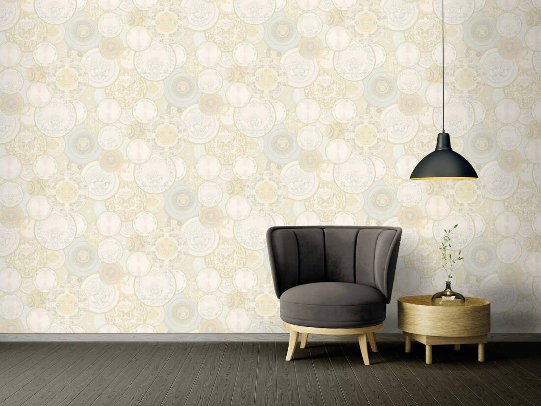 VERSACE HOME WALLPAPER «CREAM, METALLIC, WHITE» 349012