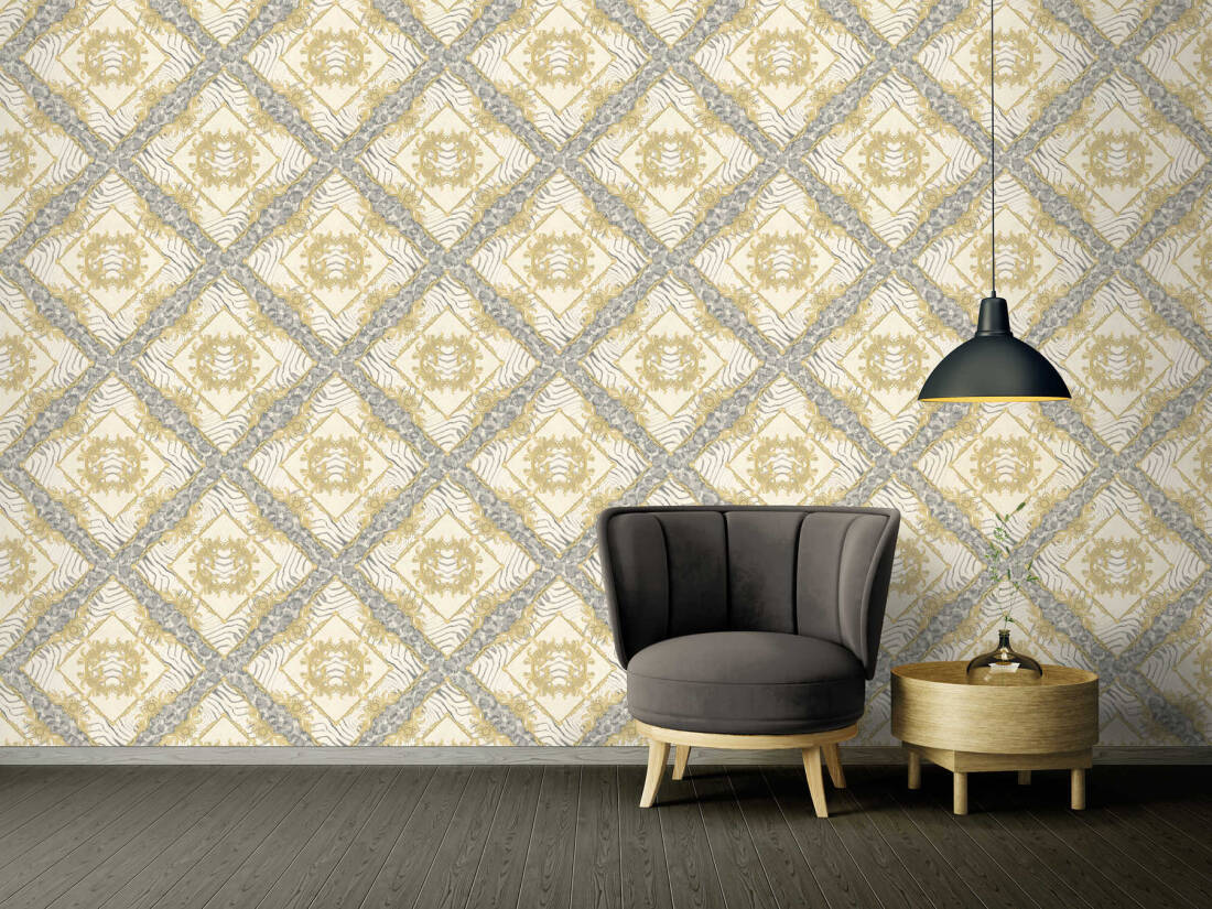 VERSACE HOME WALLPAPER «CREAM, GREY, METALLIC» 349042