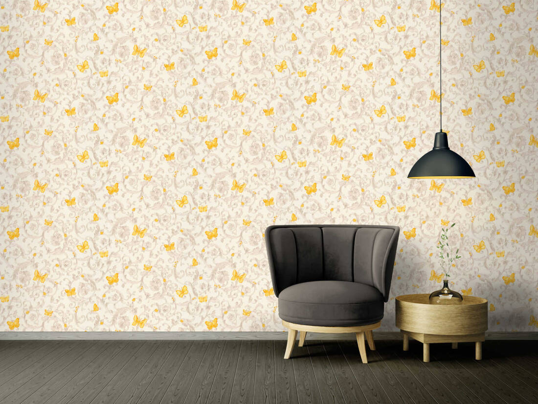 VERSACE HOME WALLPAPER «CREAM, METALLIC, YELLOW» 343253