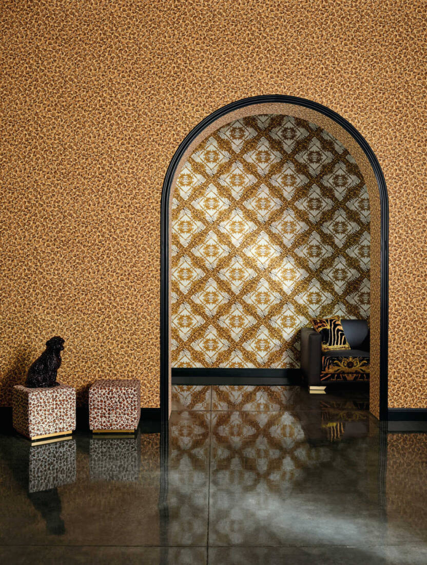 VERSACE HOME WALLPAPER «BROWN, METALLIC, ORANGE» 349023