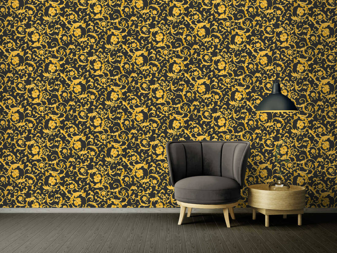 VERSACE HOME WALLPAPER «BLACK, GOLD, METALLIC, YELLOW» 343262