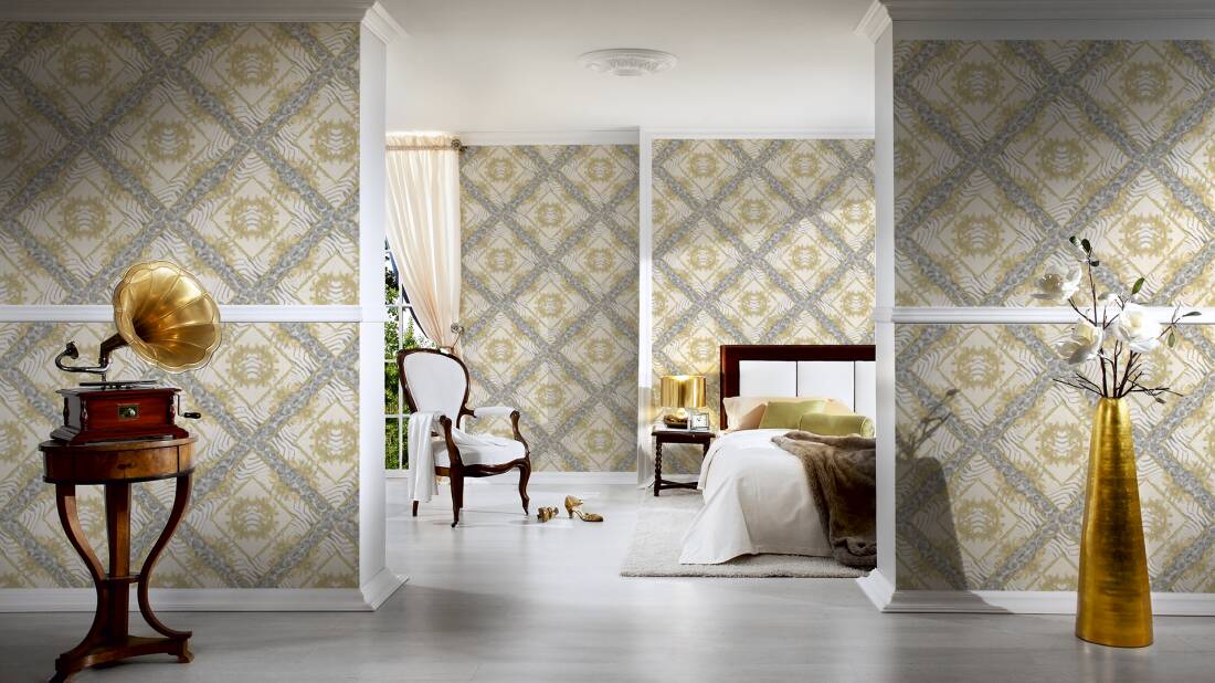 VERSACE HOME WALLPAPER «CREAM, GREY, METALLIC» 349042