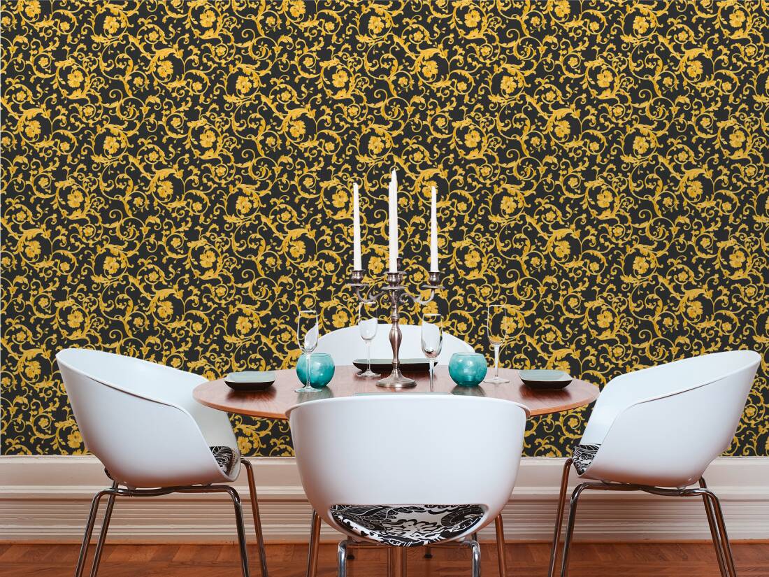 VERSACE HOME WALLPAPER «BLACK, GOLD, METALLIC, YELLOW» 343262