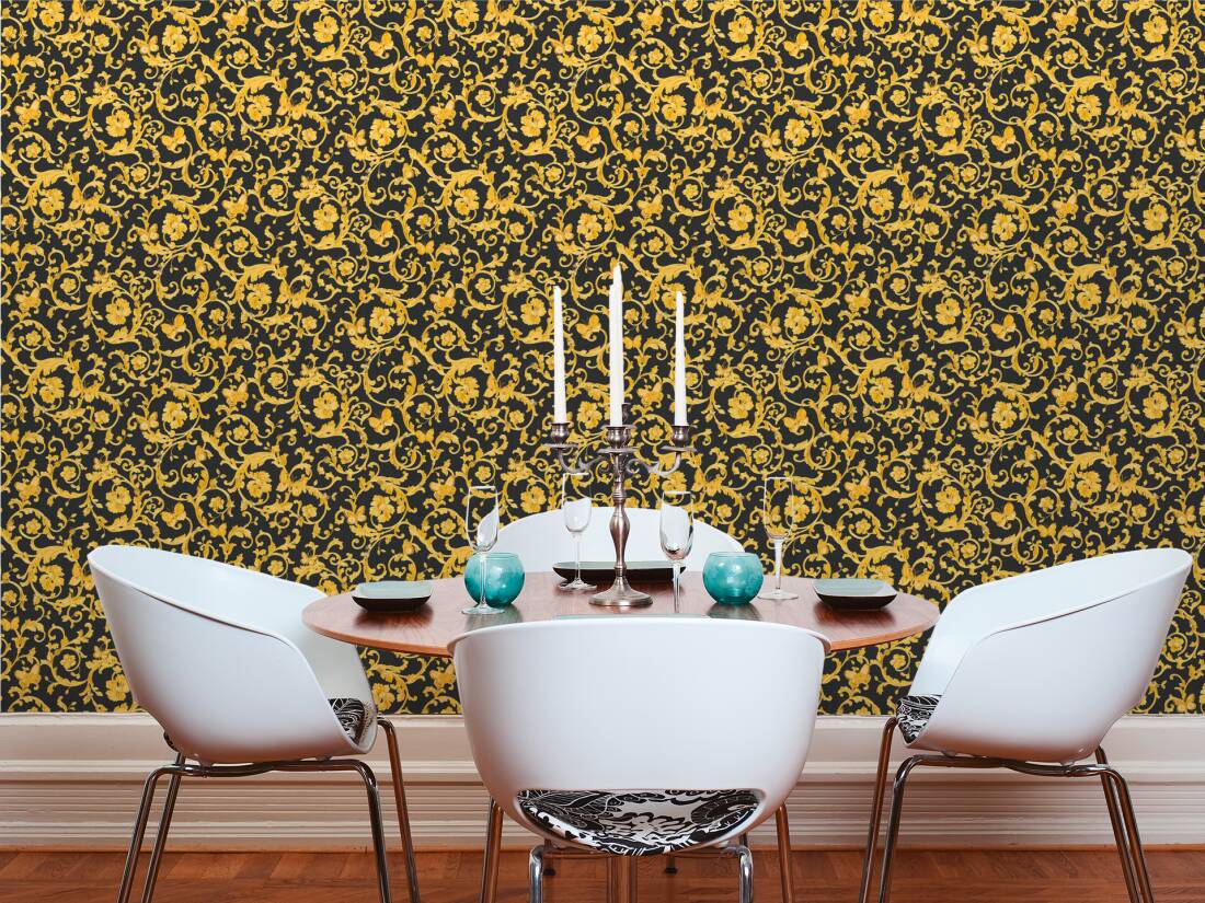 VERSACE HOME WALLPAPER «BLACK, GOLD, METALLIC, YELLOW» 343252