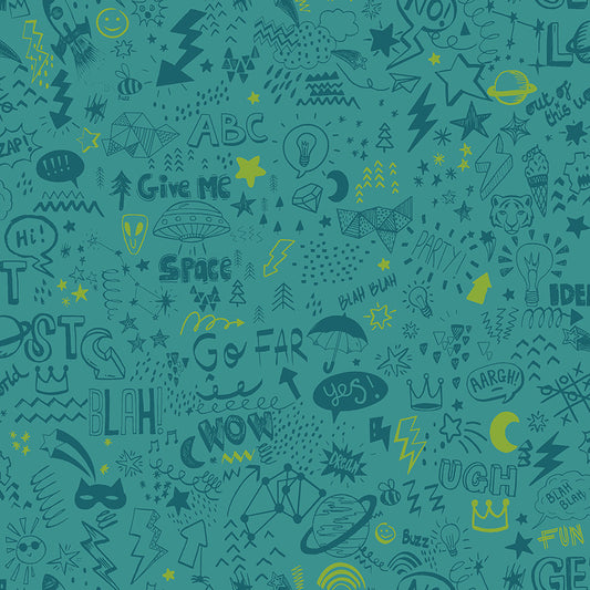 Doodle Teal/Neon Yellow