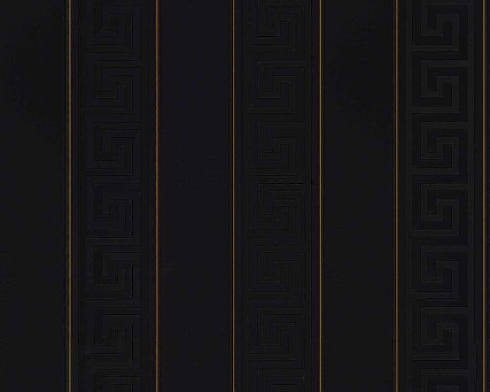 VERSACE HOME WALLPAPER «STRIPES, BLACK, GOLD, METALLIC» 935244