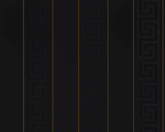 VERSACE HOME WALLPAPER «STRIPES, BLACK, GOLD, METALLIC» 935244