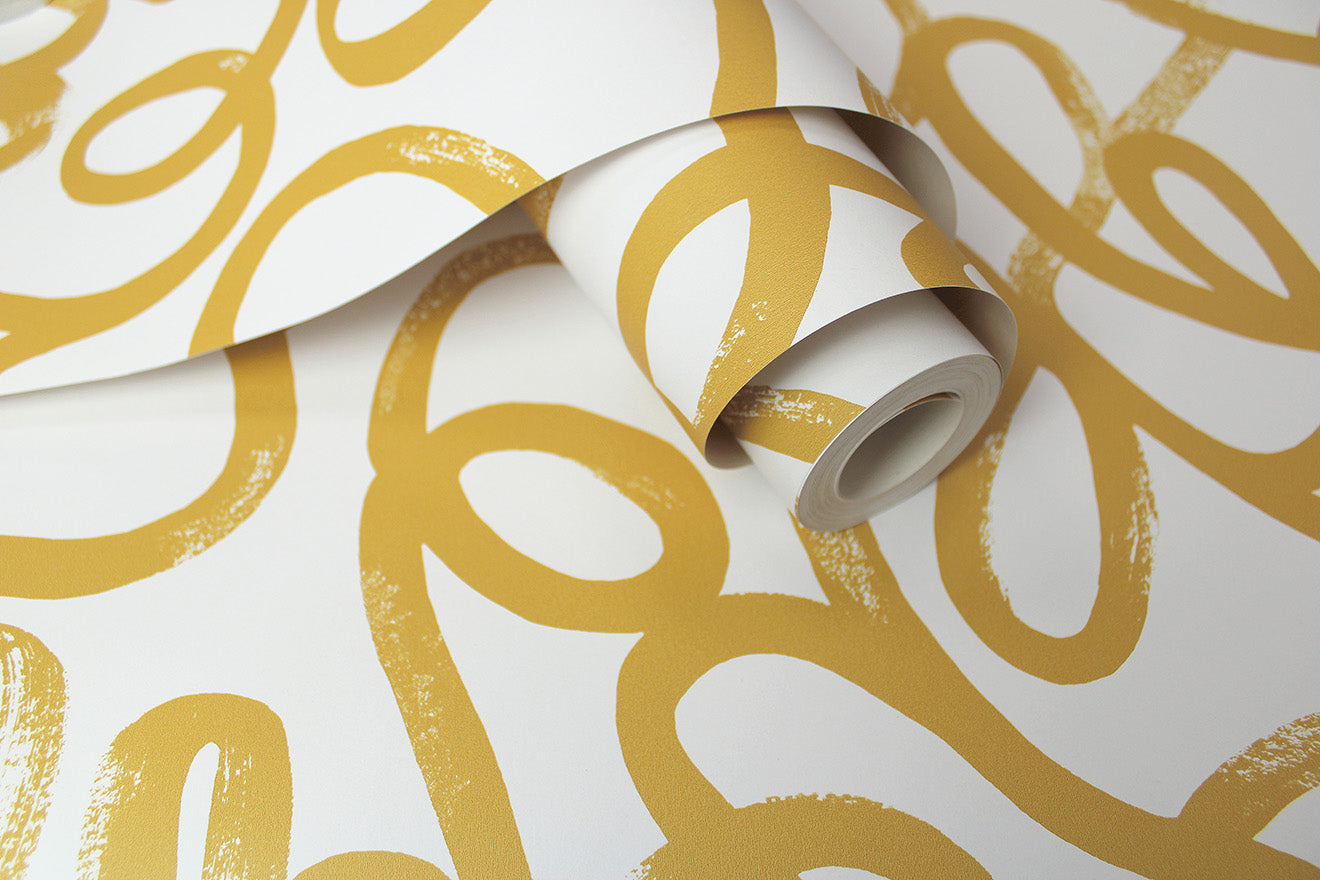 Squiggle Ochre/White