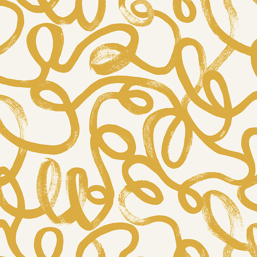 Squiggle Ochre/White