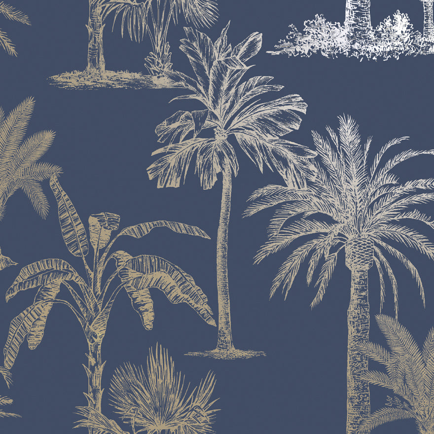 Glistening Tropical Tree Navy