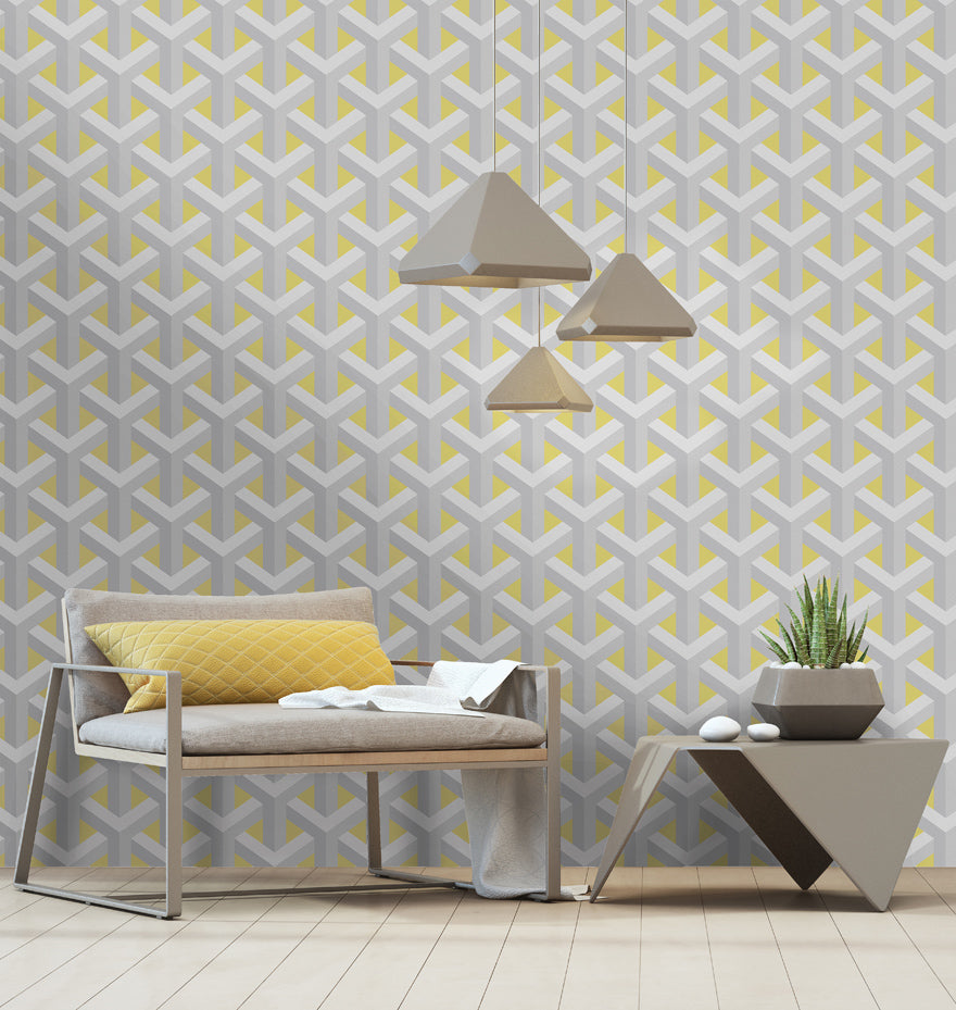 Glistening Trident Geo Grey_Yellow