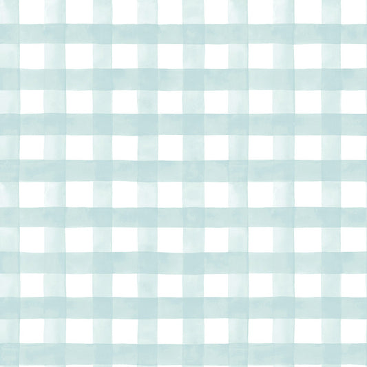 Watercolor Gingham Soft Teal