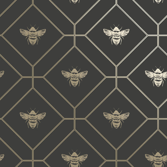 Honeycomb Bee Charcoal_Gold