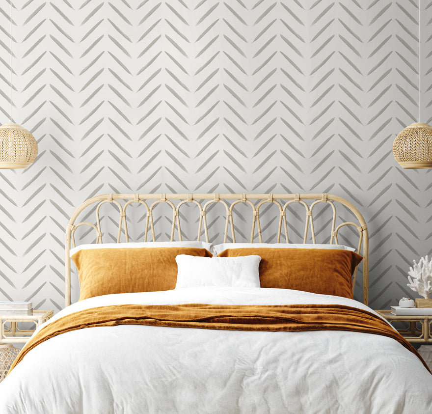 Chevron Brush Marks Taupe