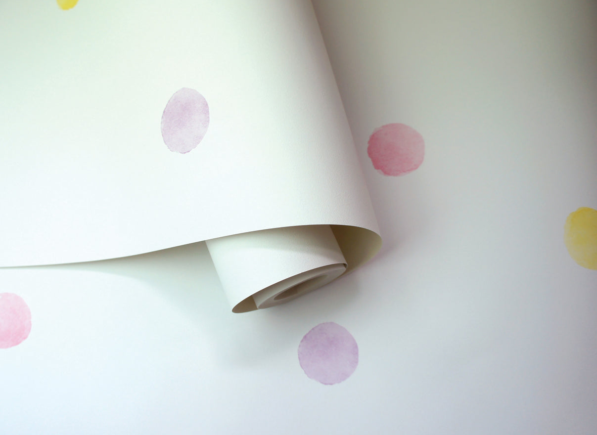 Watercolor Polka Dots Pink_Yellow