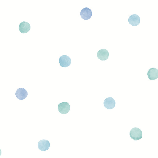 Watercolor Polka Dots Blue_Teal