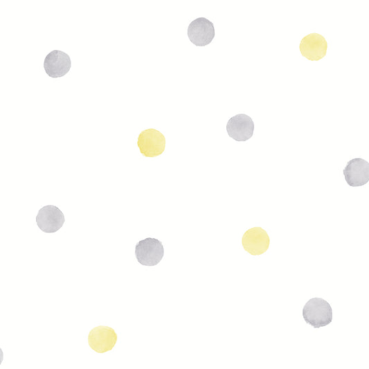 Watercolor Polka Dots Grey_yellow